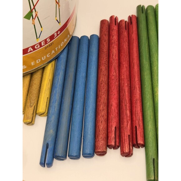 Classic TINKERTOY Construction Set 41 Pieces Playskool Wood Mini Set missing 5 - Picture 4 of 16